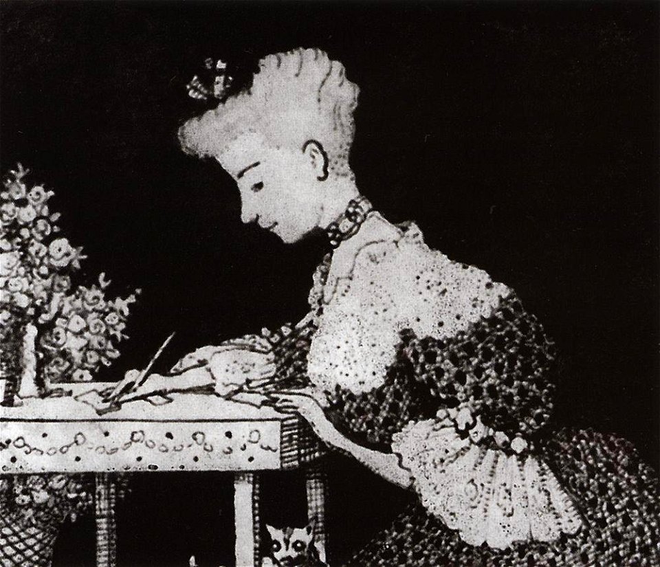 Konstantin Somov - the-lady-behind-the-desk-anonymous-letter