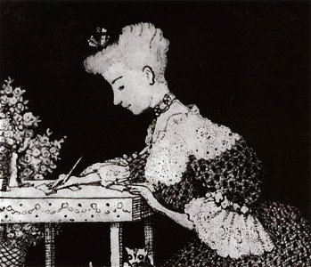 Konstantin Somov - the-lady-behind-the-desk-anonymous-letter