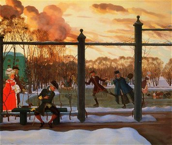 Konstantin Somov - skating-rink-in-winter-1915