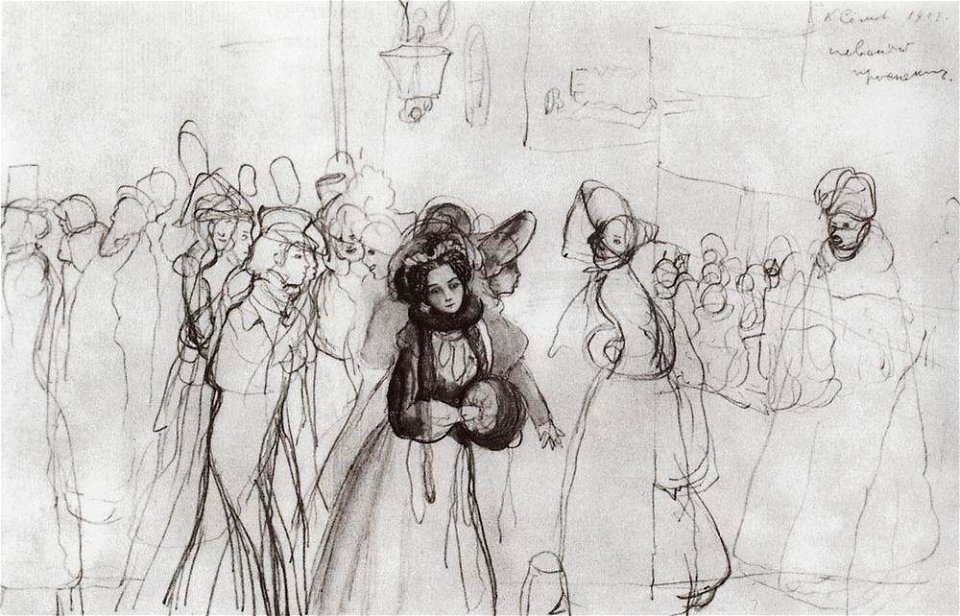 Konstantin Somov - sketch-of-the-illustrations-to-gogol-s-nevsky-prospect
