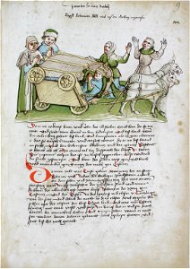 Konstanzer Richental Chronik Der umgeworfene Reisewagen des Papstes 9r