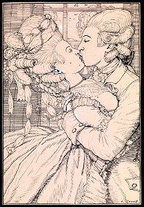 Konstantin Somov A Kiss 1908. Free illustration for personal and commercial use.