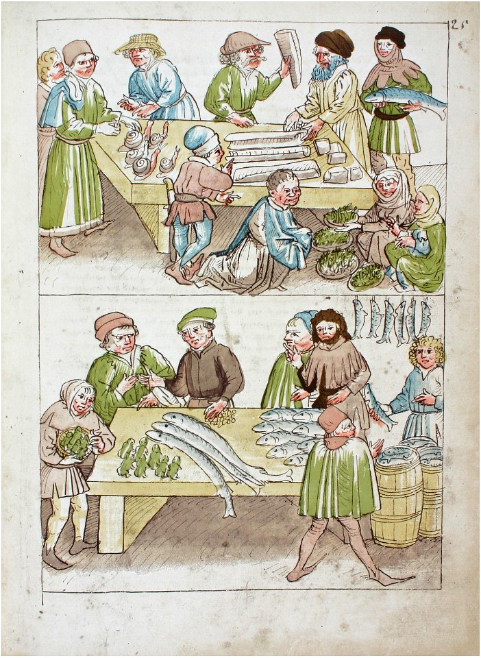 Konstanzer Richental Chronik Verkauf von von Fischen, Fröschen und Schnecken 25r