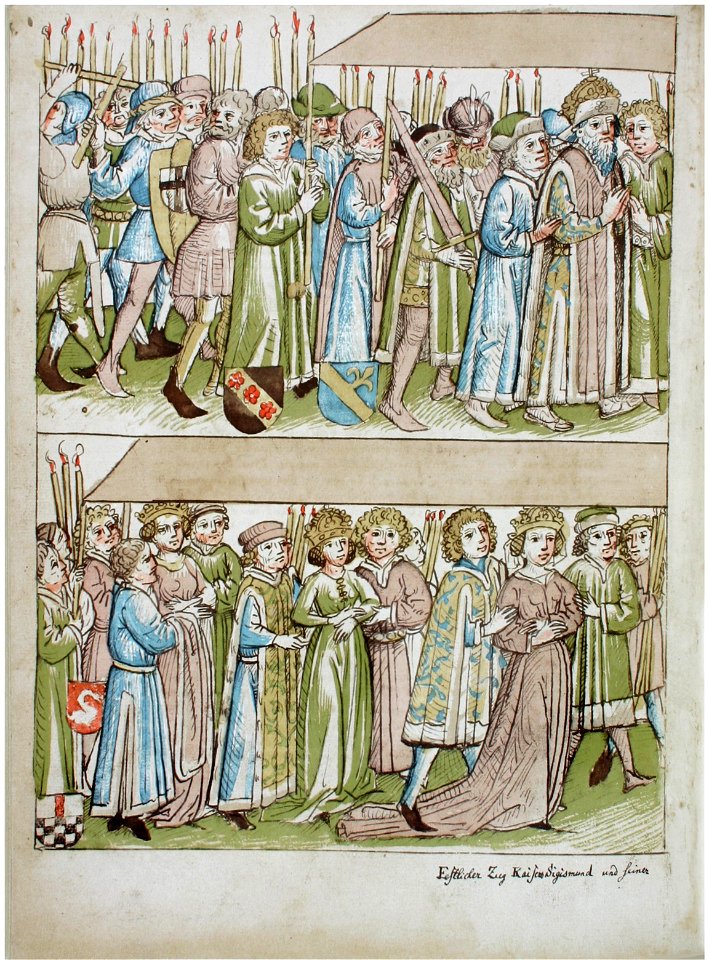 Konstanzer Richental Chronik Bilder vom Weihnachtsgottesdienst, Prozession zum Münster 19v