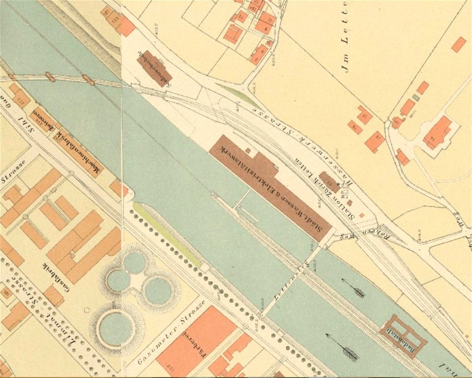 Kraftwerk Letten Stadtplan 1900