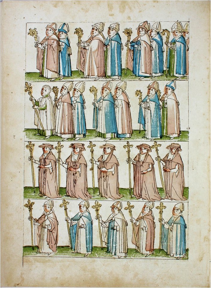 Konstanzer Richental Chronik Fronleichnamsprozession Bischöfe und Erzbischöfe, Kardinäle, Patriarchen 51v