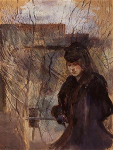 Konstantin Somov - lady-with-a-spring-landscape