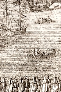 Kopparstick med åskådare i småbåtar som tittar på Karl X Gustavs begravning, 1660-talet - Livrustkammaren - 108756. Free illustration for personal and commercial use.