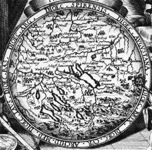 Konstanz Marquard Rudolph von Rodt mit Bistumskarte detail Karte