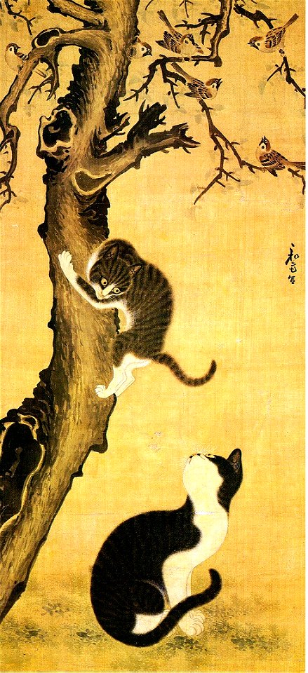 Korean art-Byeon Sangbyeok-Myojakdo-Painting of Cats and Sparrows-01