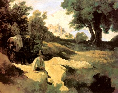 Kovács Italian Landscape with a Boy and an Ass 1843