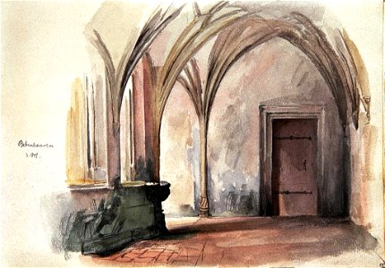 Kreuzgang im Kloster Bebenhausen - Aquarell von Eduard von Kallee, 1854