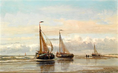 Everhardus Koster - Bomschuiten on the Beach