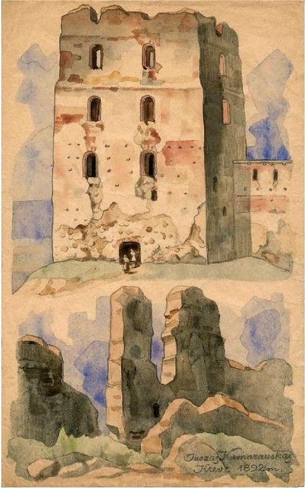 Kreŭski zamak. Крэўскі замак (J. Kamarauskas, 1892)
