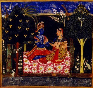 Krishna and Radha seated in a bower (6124543159)