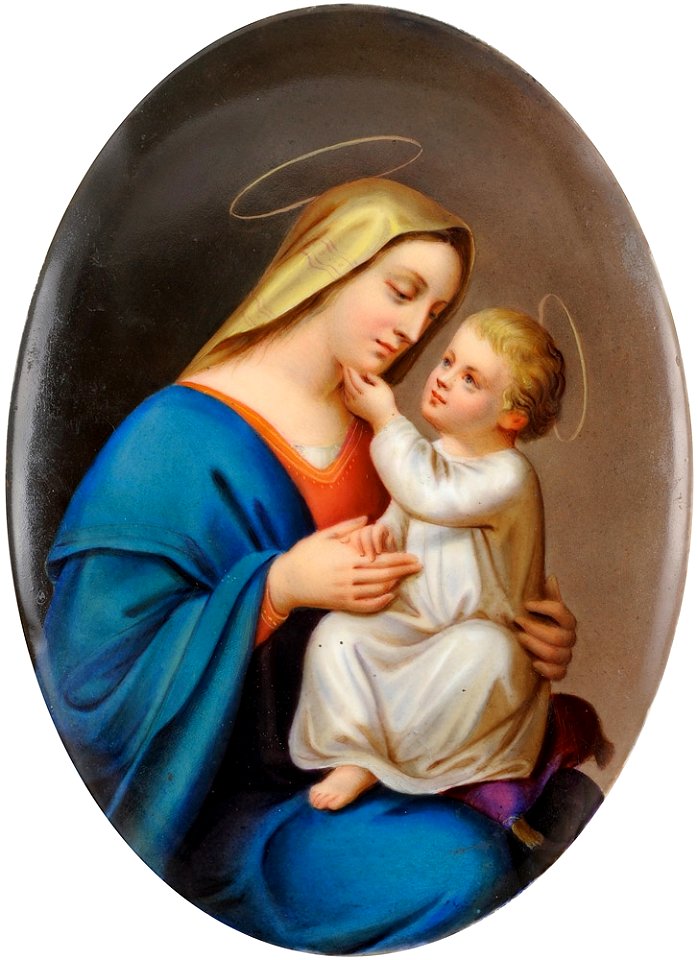 KPM-Bildplatte Muttergottes mit Kind
