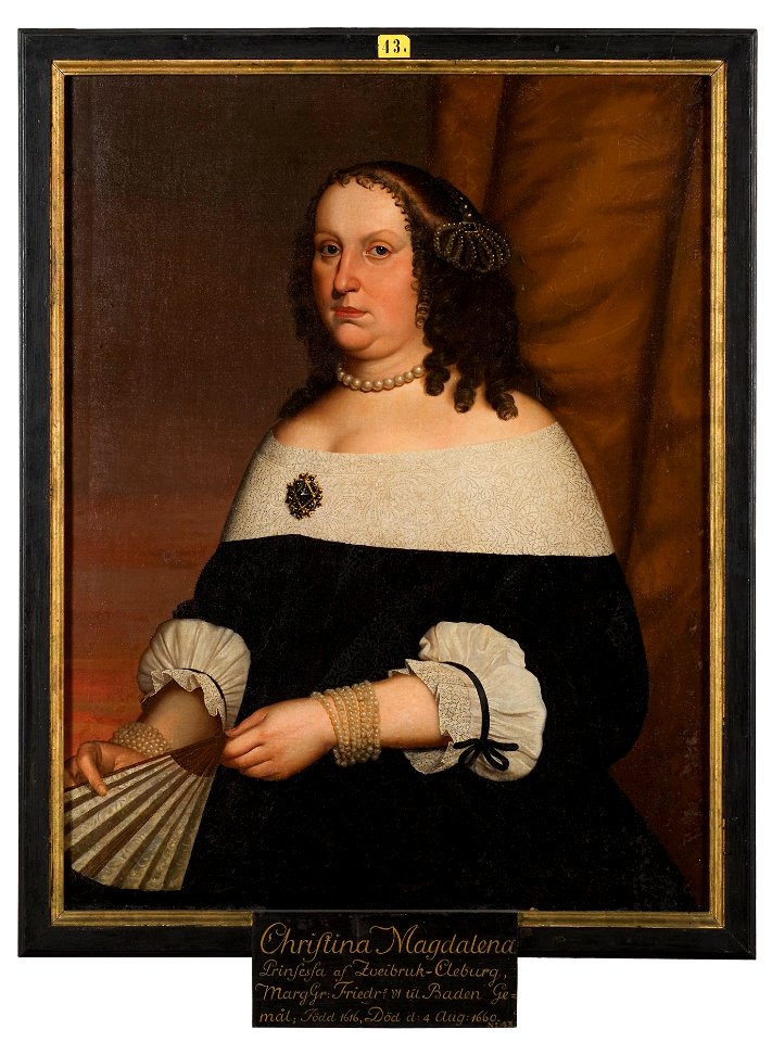 Kristina Magdalena pfalzgrevinna av Zweibrücken markgrevinna av Baden-Dulach 1616-62 - Nationalmuseum - 14712