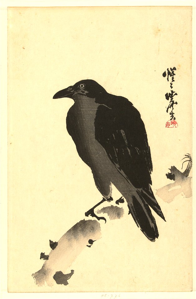 Kraai op een boomstam-Rijksmuseum RP-P-1956-776