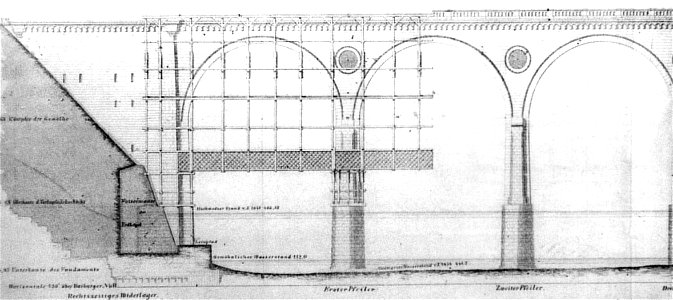 Kragenhofbrücke Bauzeichnung mit Gerüst