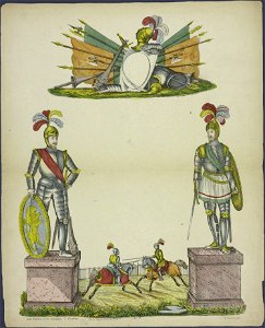Krans met ridders en toernooi-Catchpenny print-SMC K 0099