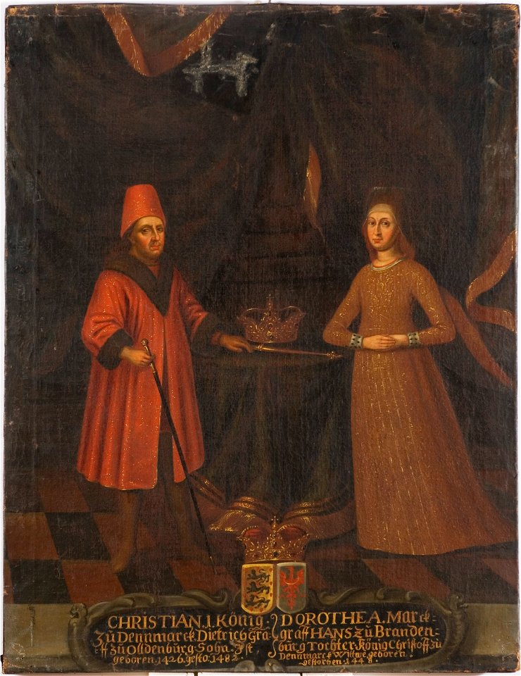 Kristian I, 1426-1481, kung av Danmark, Norge och Sverige och Dorotea, 1430-1496 - Nationalmuseum - 15825