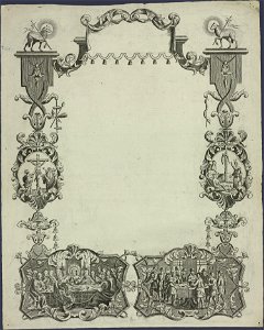 Krans met Laatste Avondmaal en Paaslam-Catchpenny print-PRENT 0074