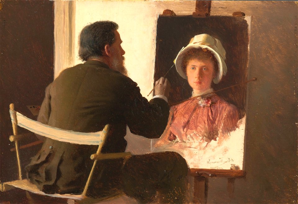 Kramskoy Painting a Portrait of His Daughter (Kramskoy)