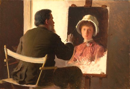 Kramskoy Painting a Portrait of His Daughter (Kramskoy)