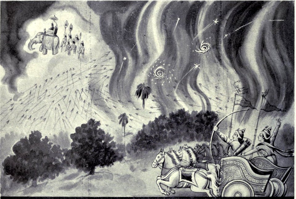 Krishnarjunas fight with Gods