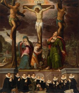 Kreuzigungsszene mit Stifterfamilie c1600