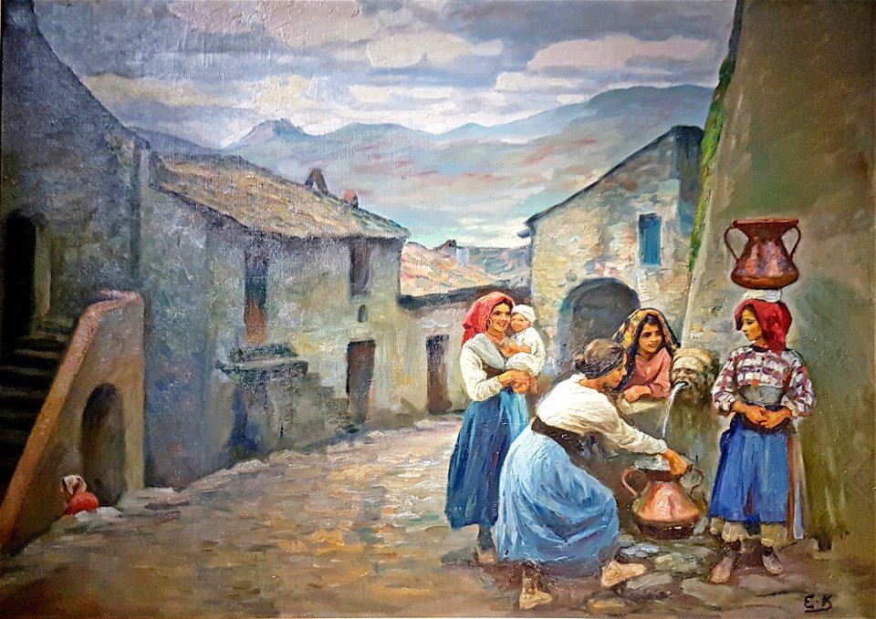 Emil Krause - Anticoli. Kvinder ved fontænen