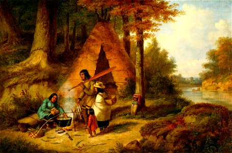 Cornelius Krieghoff - Famille indienne dans la forêt (1851)