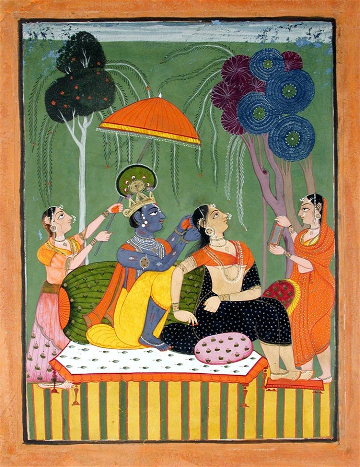 Krishna loosens Radha's hair (6125117626)