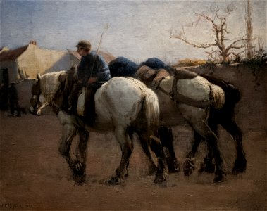 Kreuger - French Village Street with Horses