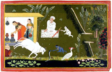 Krishna plays with a cobra; Balarama steals a sword (6124555587)