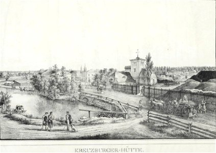 Kreuzburger Hütte Lithographie Knippel
