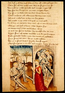 Kriemhild stellt Hagen zur Rede Handschriftenabteilung Hundeshagenscher Kodex
