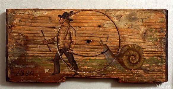 Krojač vodi polža na vrvici (panjska končnica, 1890)