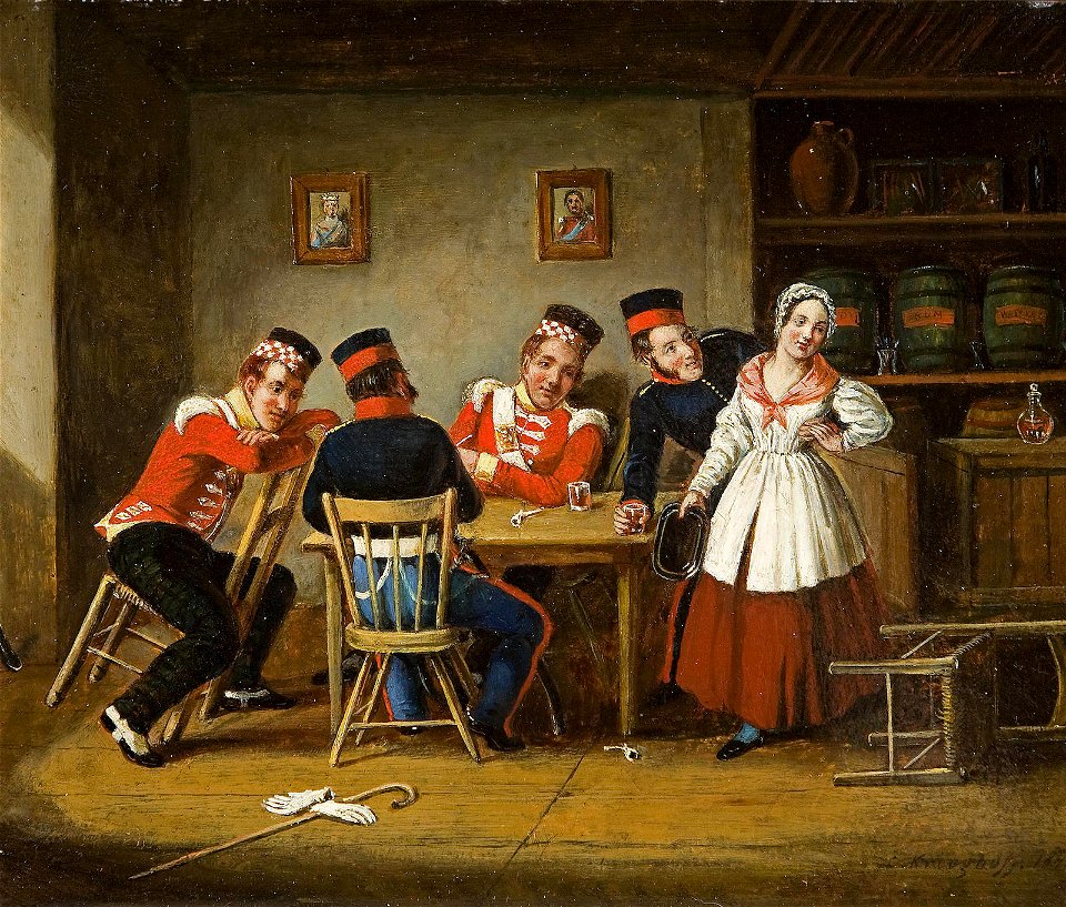 'Dolly's Tavern, St. James Street, Montreal', oil painting by Cornelius Krieghoff