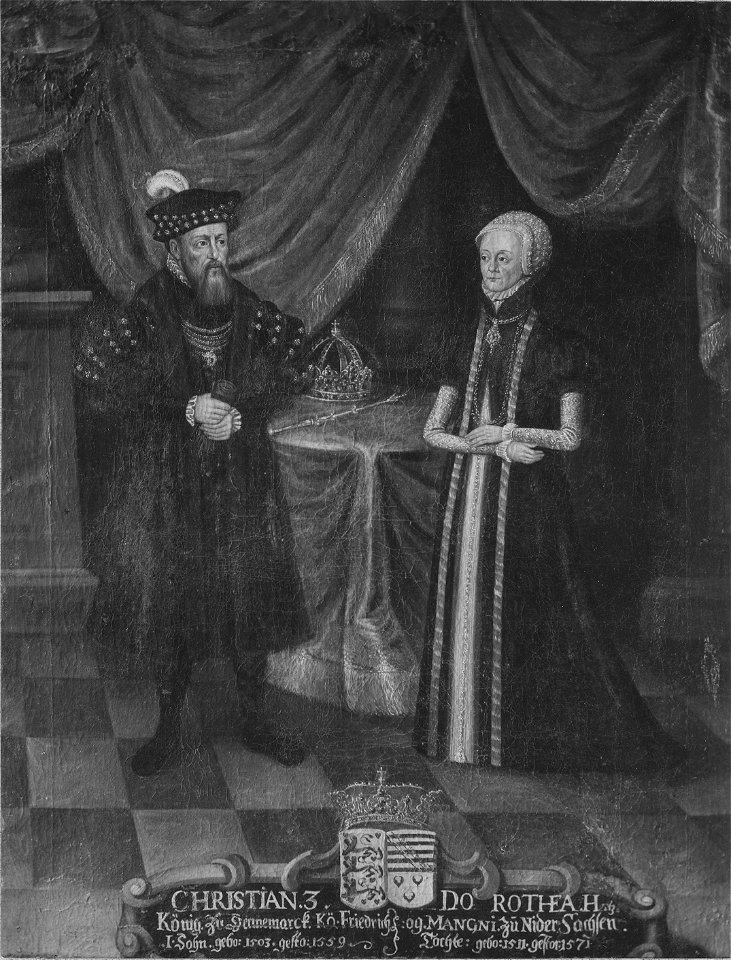 Kristian III, 1503-59, konung av Danmark och Norge och Dorotea, 1511-71 - Nationalmuseum - 14747