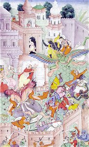 Krishna Cleaves the Demon Narakasura with his Discus (6125072336)