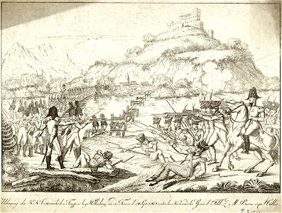 Kriegsbilder aus der Zeit Napoleons nach1815 ubs G 0210 II Übergang der Österreicher bei Hollenburg