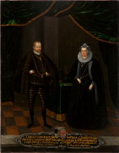 Kristian I, 1560-1591, kurfurste av Sachsen, Sofia, 1568-1622, prinsessa av Brandenburg - Nationalmuseum - 15273