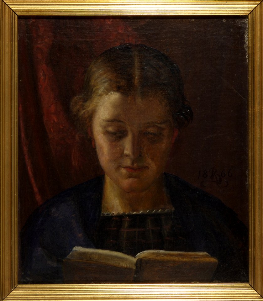 Kristian Zahrtmann - Elisabeth Zahrtmann, kunstnerens søster, læsende - KMS3183 - Statens Museum for Kunst