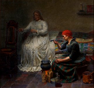 Kristian Zahrtmann - Leonora Christina in Blaataarn. The woman is cooking porridge. - Google Art Project