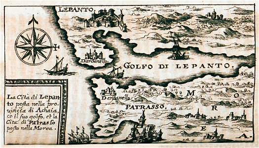 La cità di Lepanto posta nella provincia di Achaia, cò il suo golfo, et la cita di Patrasso posto nella Morea - Sandrart Jacob Von - 1687