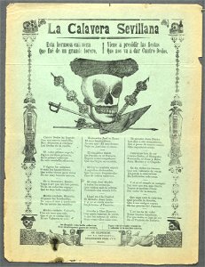 La Calavera Sevillana, esta hermosa calavera que fue de un grande torero, viene a presidir las fiestas que nos va a dar Cuatro Dedos LCCN99615831