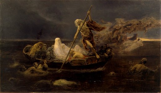 La barca de Caront, Josep Benlliure Gil, Museu de Belles Arts de València. Free illustration for personal and commercial use.