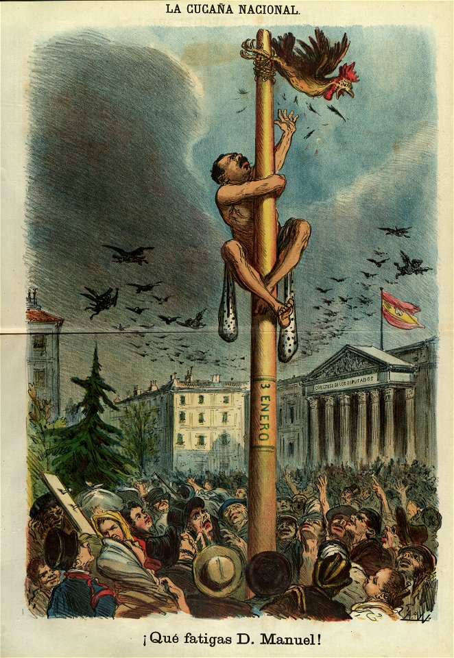 La cucaña nacional, en La Madeja Política, 17 de octubre de 1874