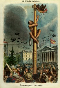 La cucaña nacional, en La Madeja Política, 17 de octubre de 1874